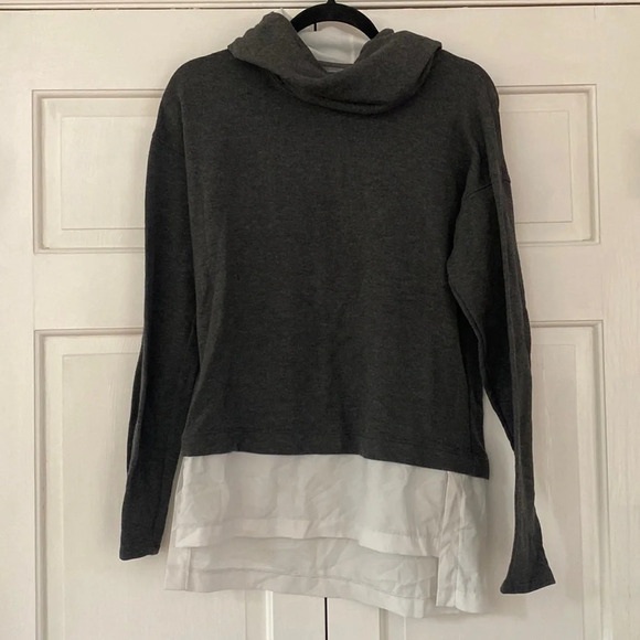Calia Effortless Mixed Media Hoodie in Charcoal Heather Gray White Size Small - Picture 3 of 11